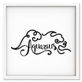 Aquarius Line Drawing art print mockup in a white frame