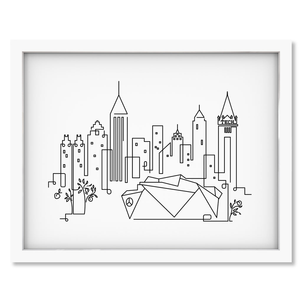 Atlanta Skyline art print mockup in a white frame