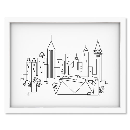 Atlanta Skyline art print in a white frame