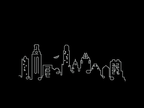 Austin 2017 Skyline Night illustration, digital download wall art