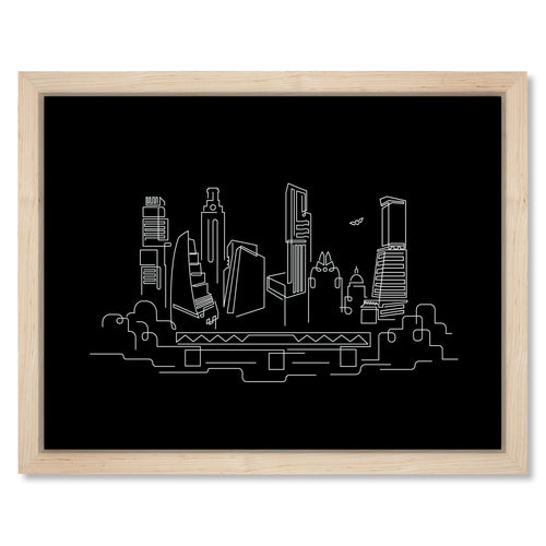 Austin 2025 Skyline Night art print mockup in a black frame