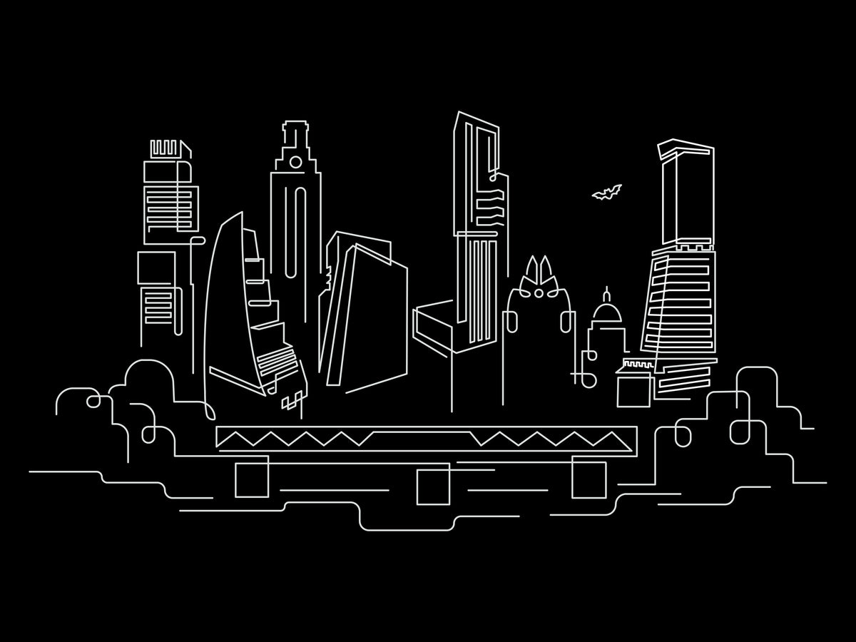 Austin 2025 Skyline Night illustration, digital download wall art