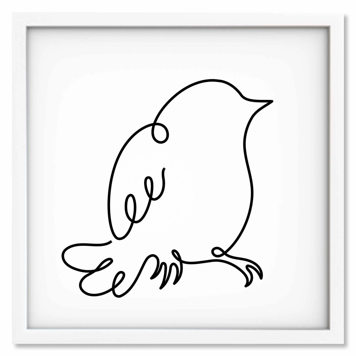 Bird art print mockup in a white frame