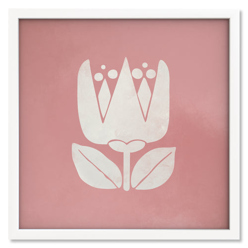 Blush Tulip art print mockup in a white frame