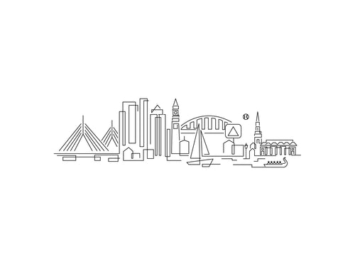Boston Skyline illustration, digital download wall art