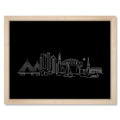 Boston Skyline Night art print mockup in a black frame
