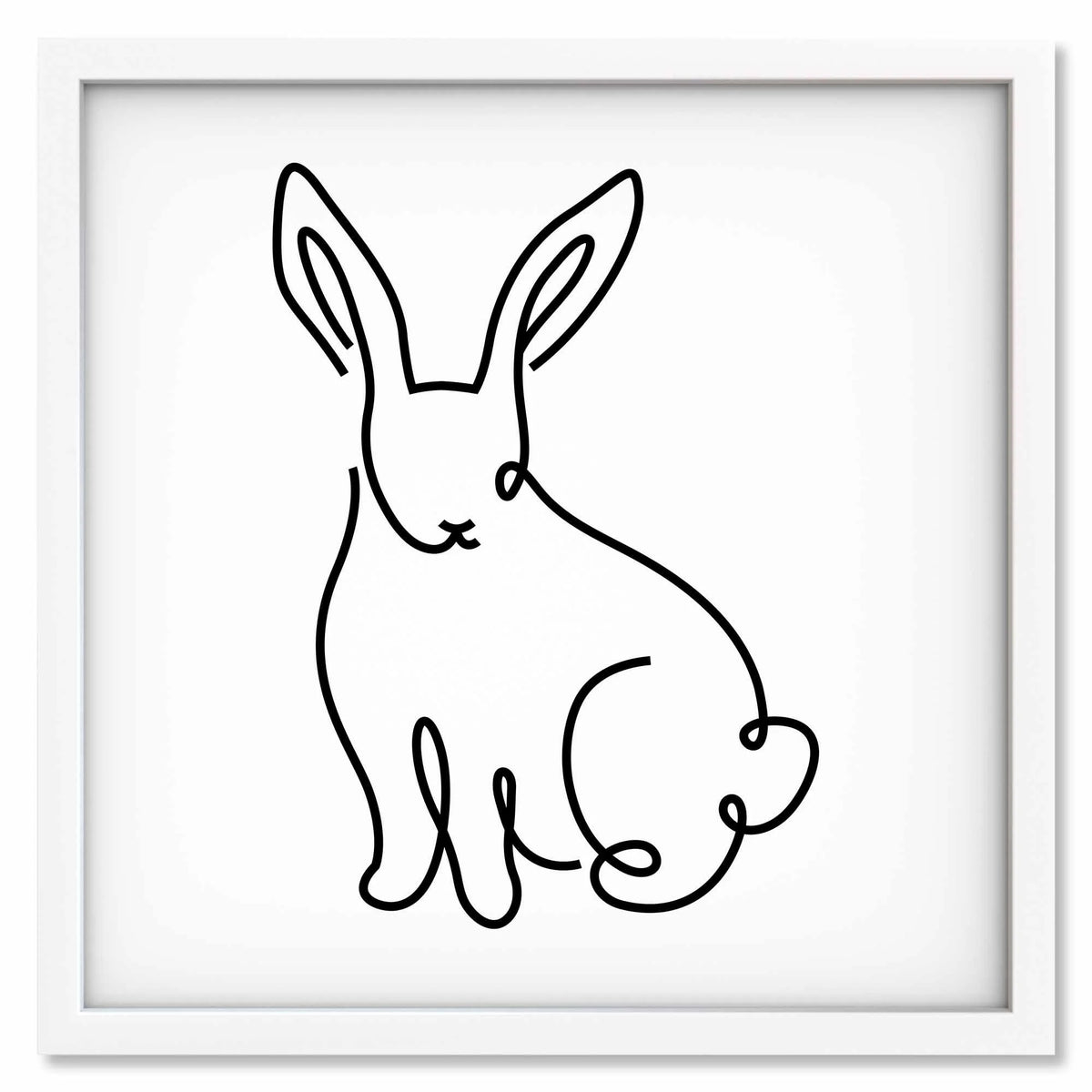 Bunny art print mockup in a white frame