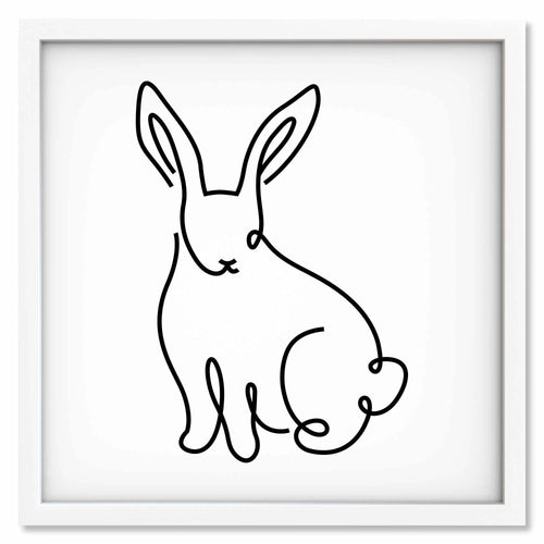 Bunny art print mockup in a white frame