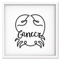 Cancer Line Drawing art print mockup in a white frame