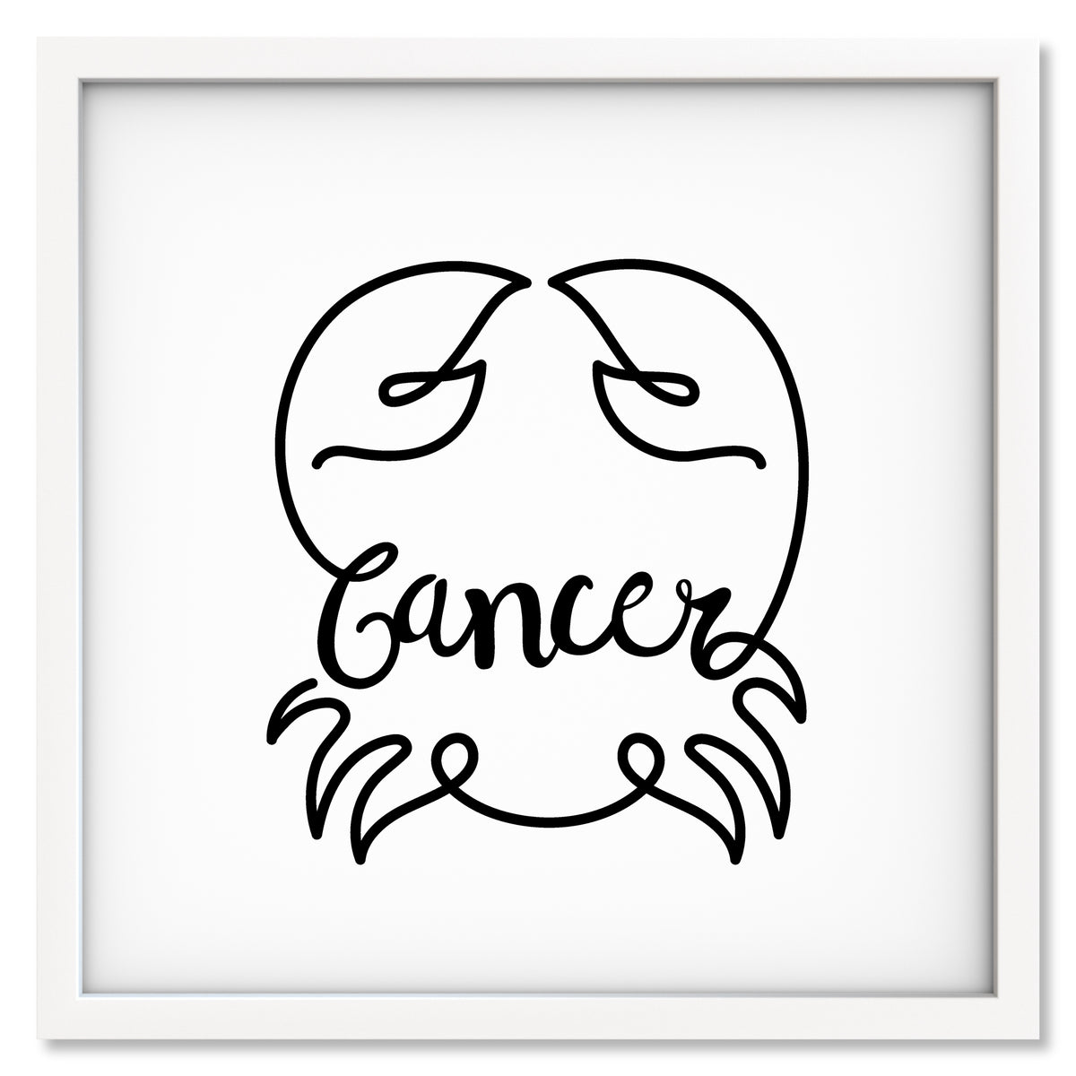 Cancer Line Drawing art print mockup in a white frame