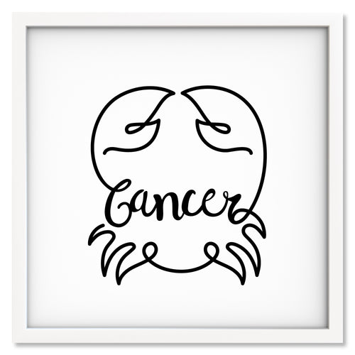 Cancer Line Drawing art print mockup in a white frame