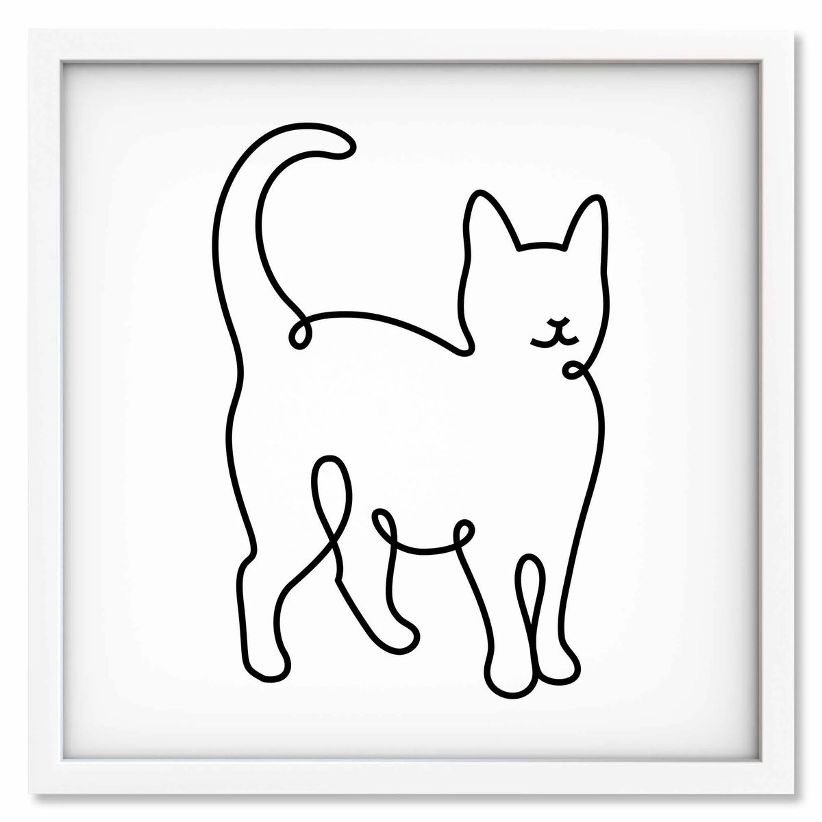 Cat art print mockup in a white frame