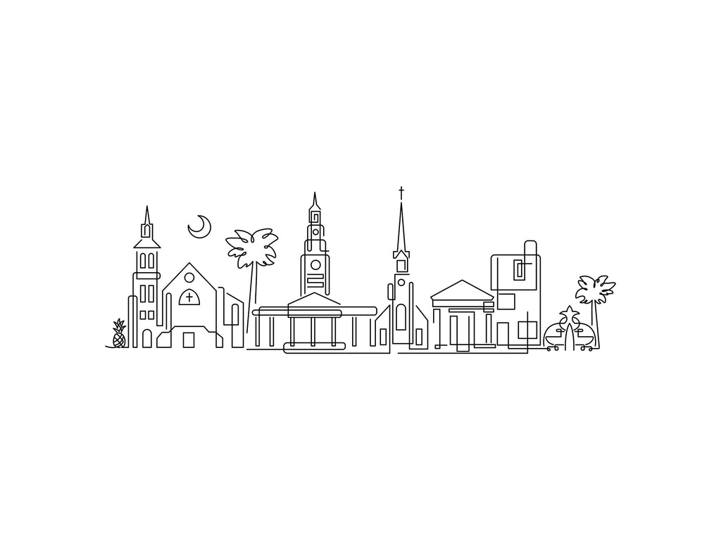 Charleston Skyline illustration, digital download wall art