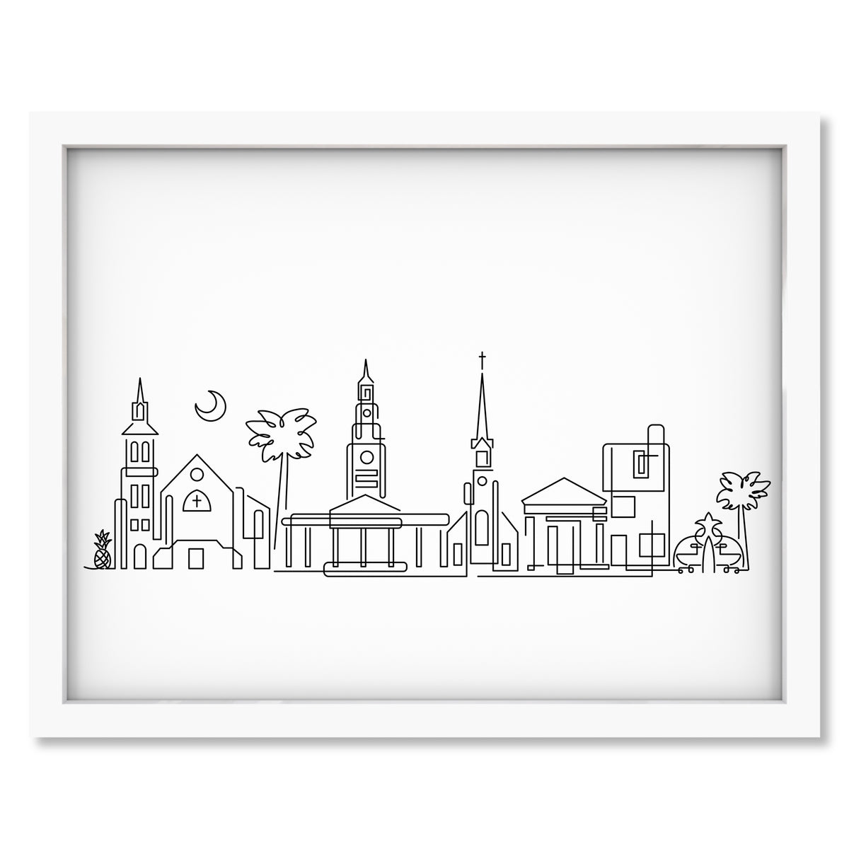 Charleston Skyline art print mockup in a white frame