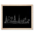 Charleston Skyline Night art print mockup in a black frame