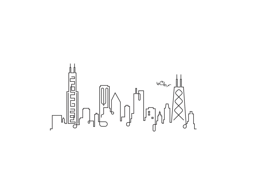 Chicago Skyline illustration, digital download wall art