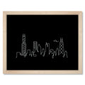 Chicago Skyline Night art print mockup in a black frame
