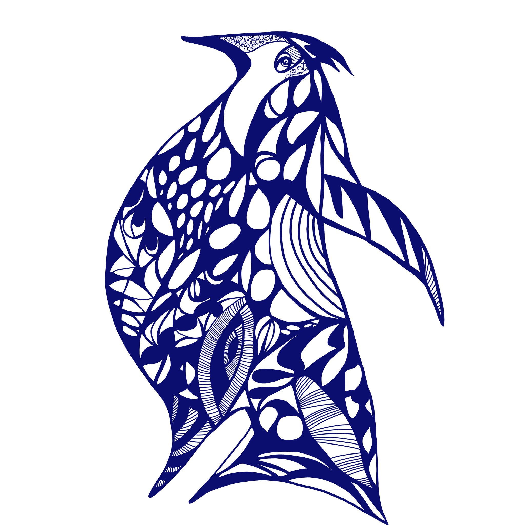 Cobalt Bird illustration, digital download wall art