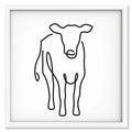 Cow art print mockup in a white frame