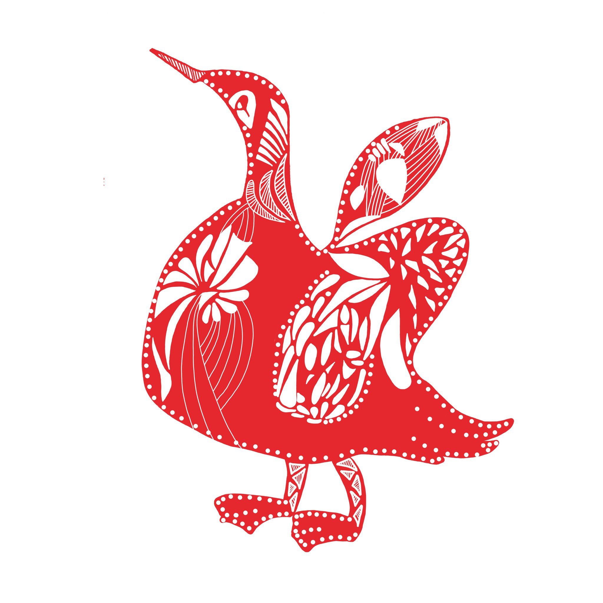 Crimson Bird illustration, digital download wall art