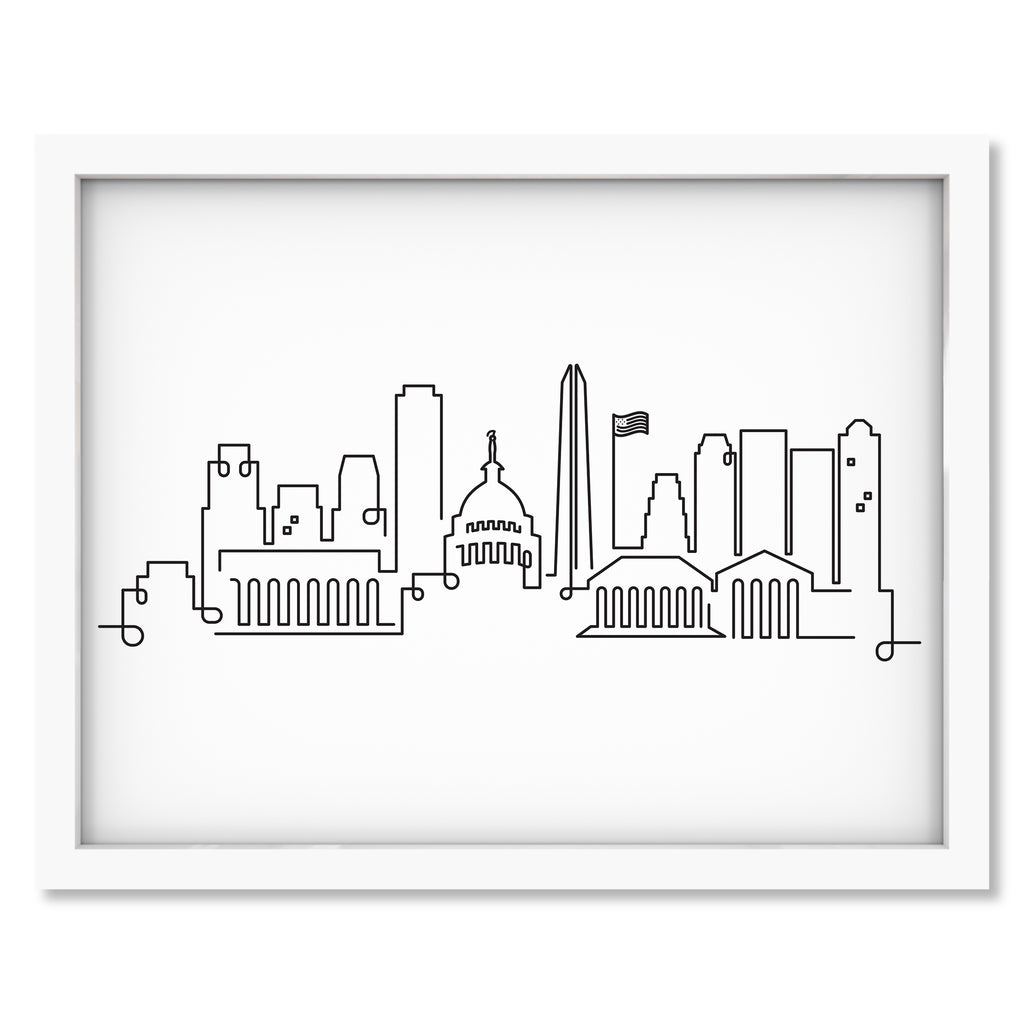 DC Skyline art print mockup in a white frame