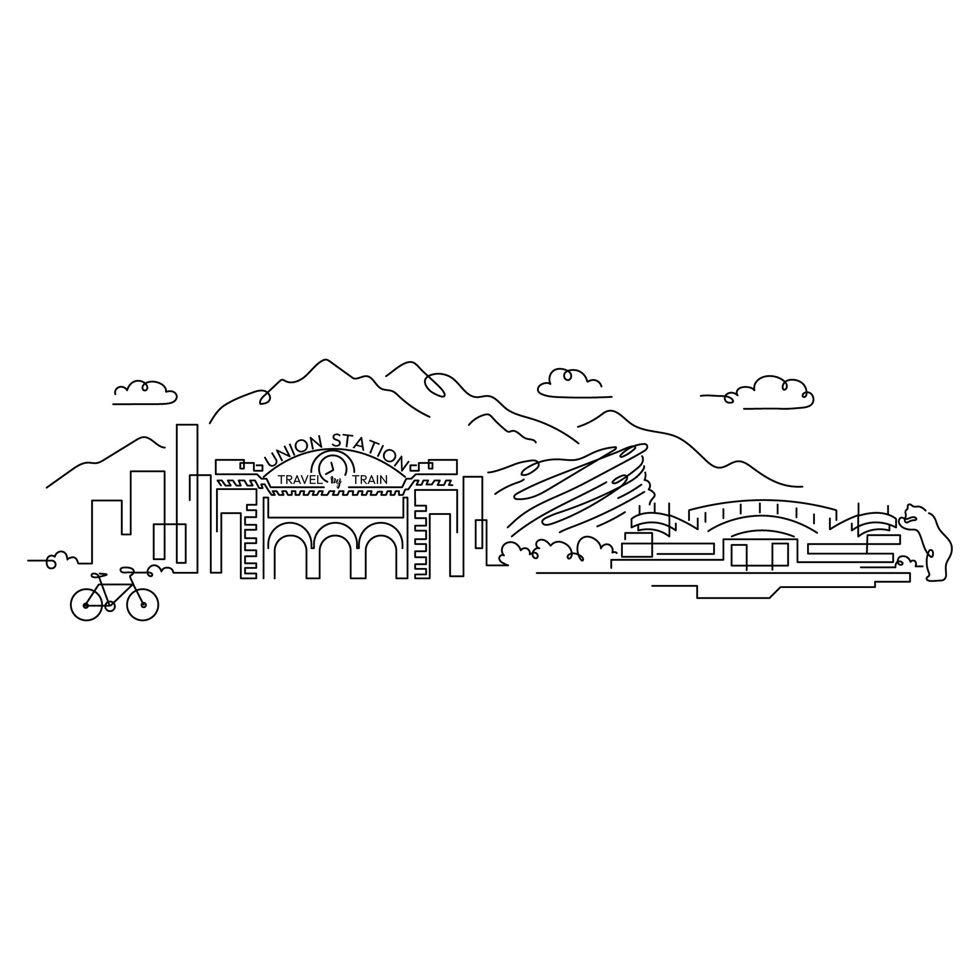 Denver Skyline line art illustration, digital download wall art