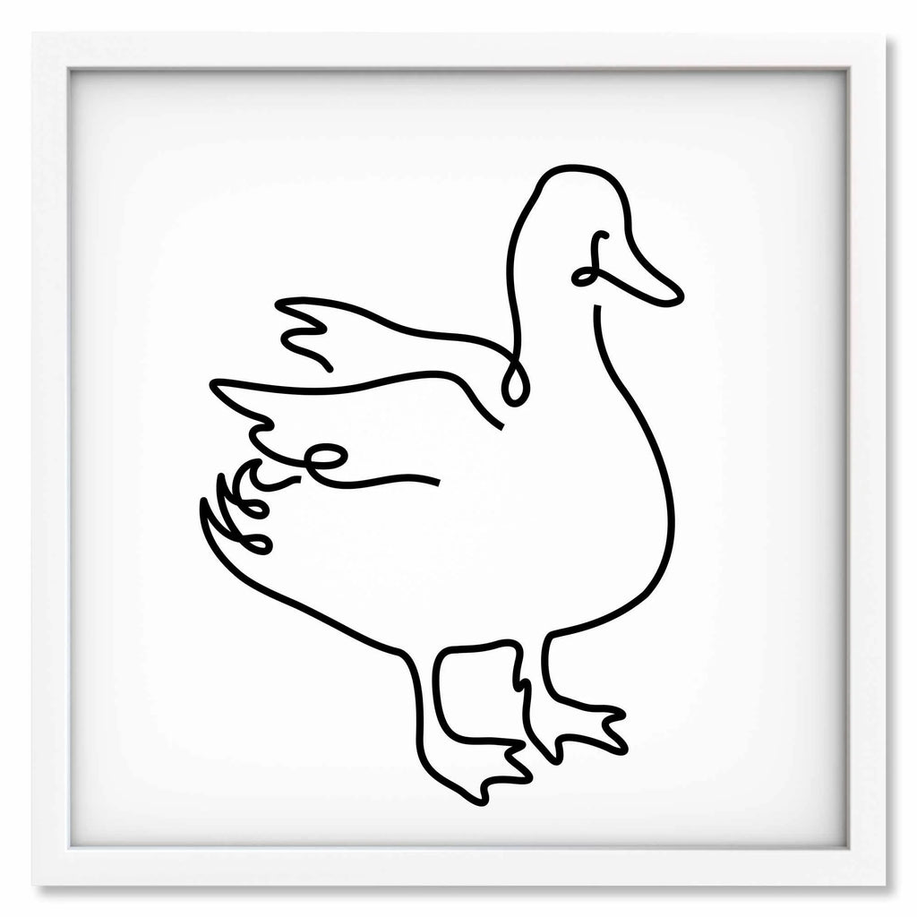 Duck art print mockup in a white frame