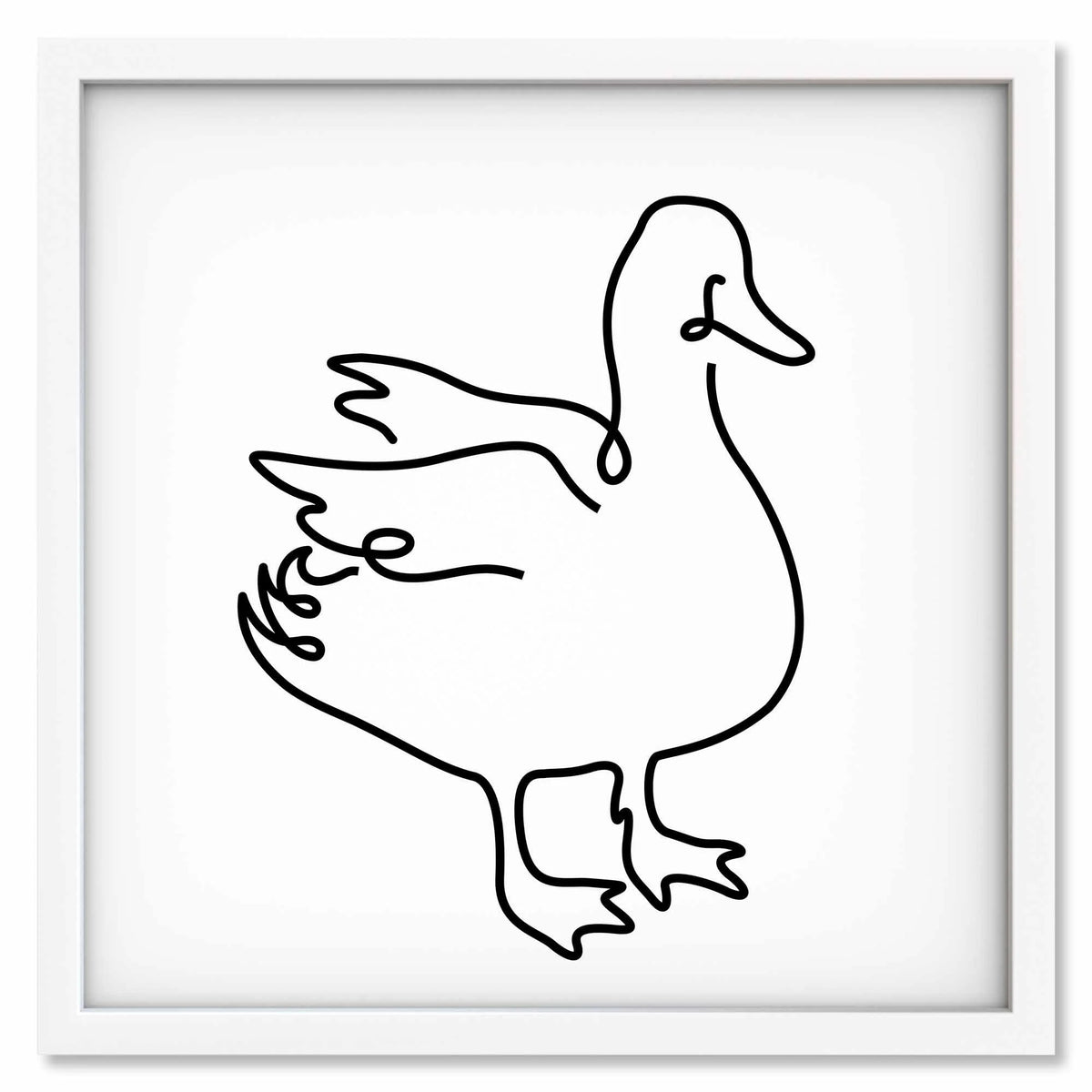 Duck art print mockup in a white frame