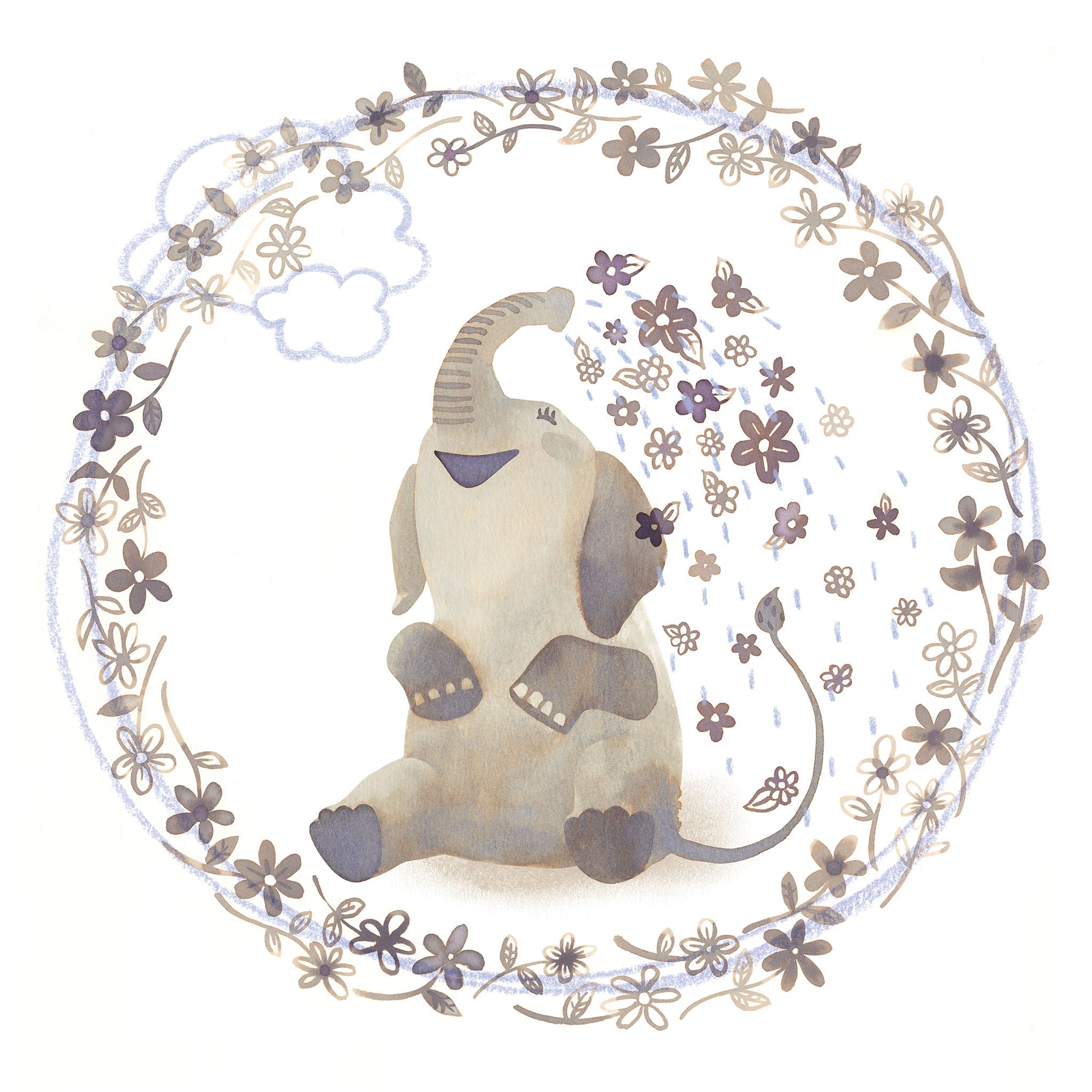 Flower Shower nursery illustration, digital download wall art