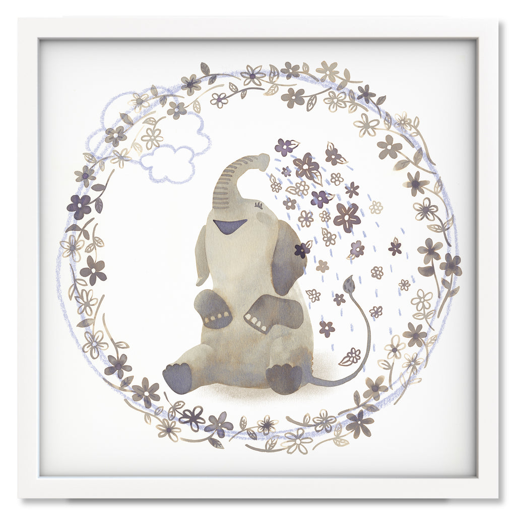 Flower Shower art print mockup in a white frame