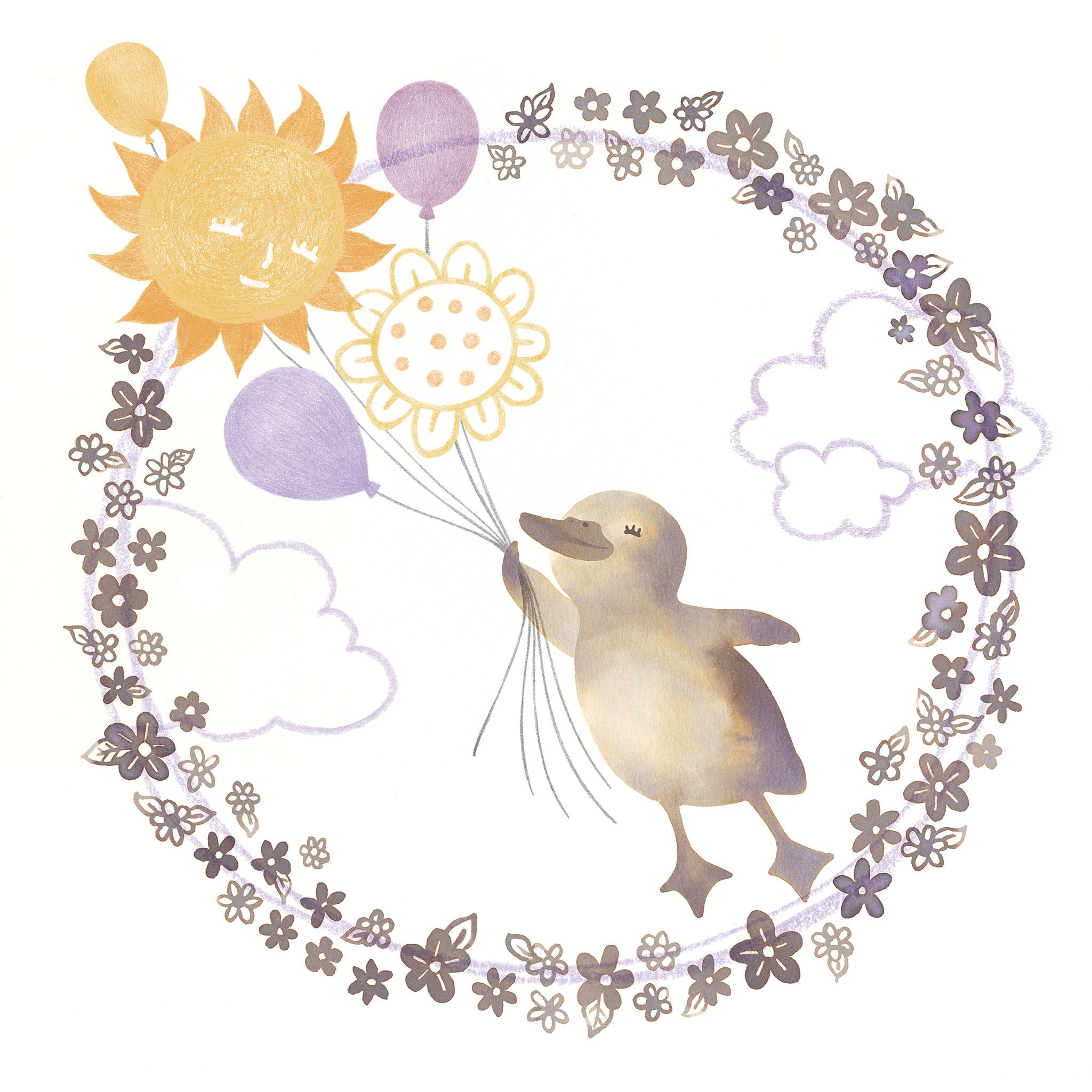 Fly Away with Me nursery illustration, digital download wall art