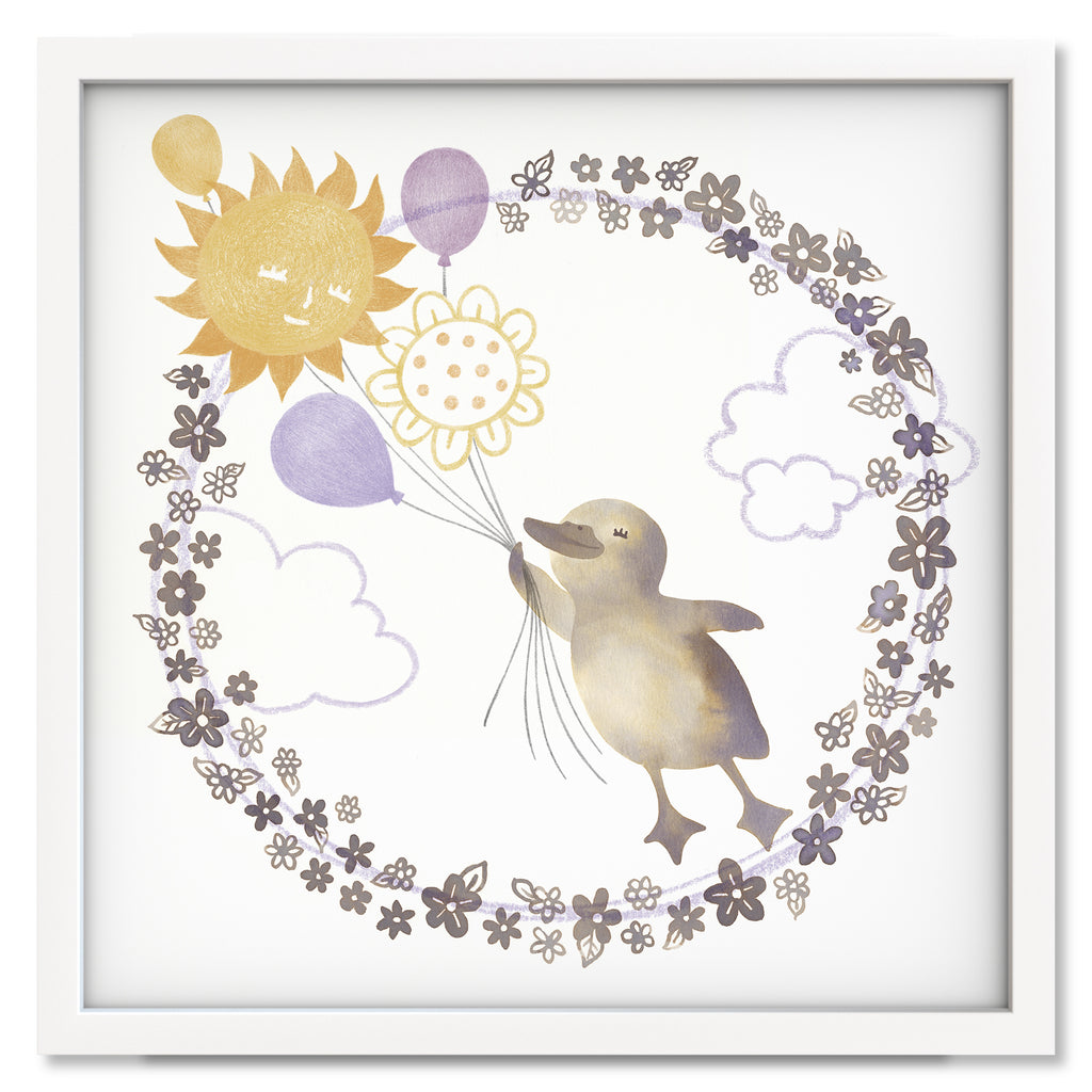 Fly Away with Me art print mockup in a white frame