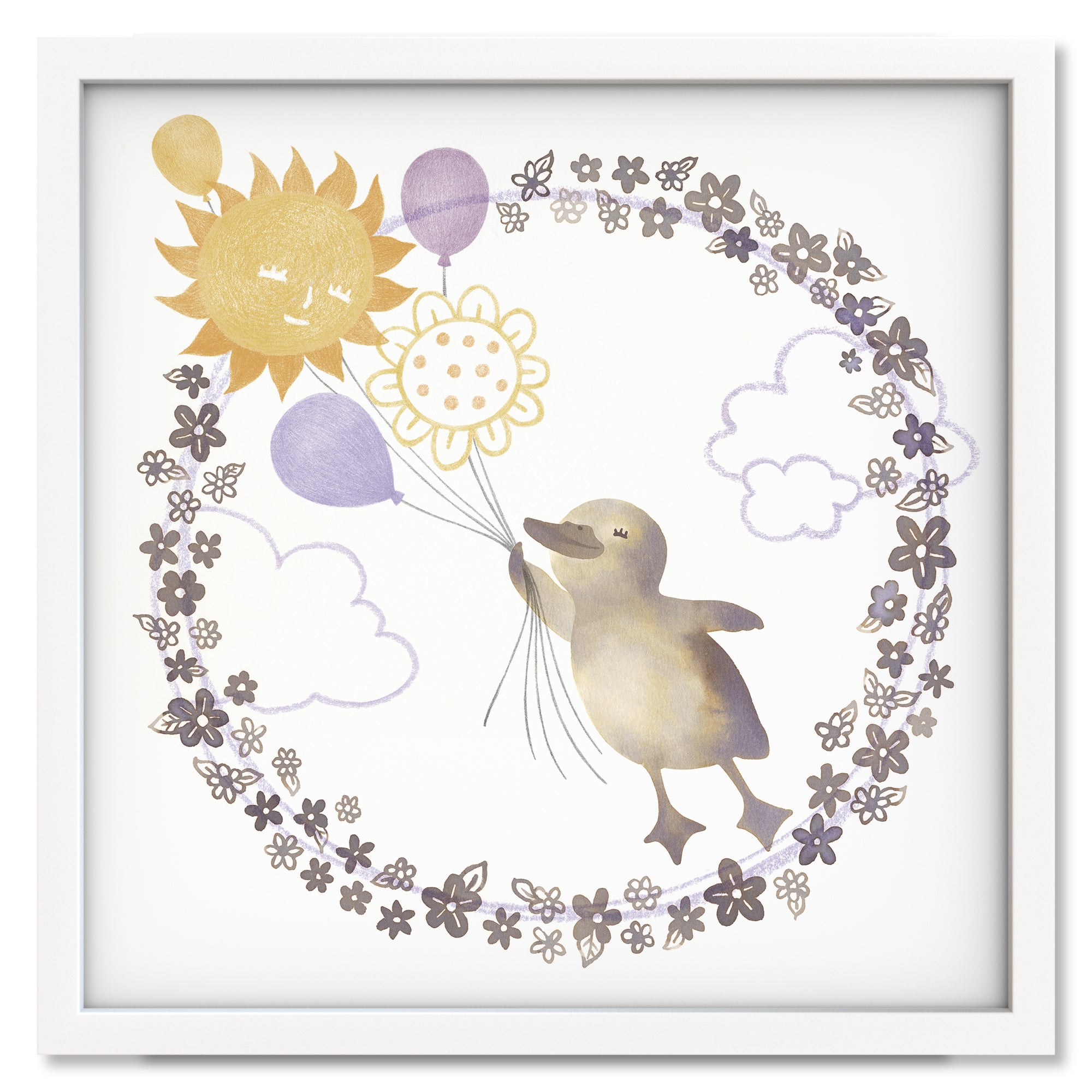 Fly Away with Me art print in a white frame