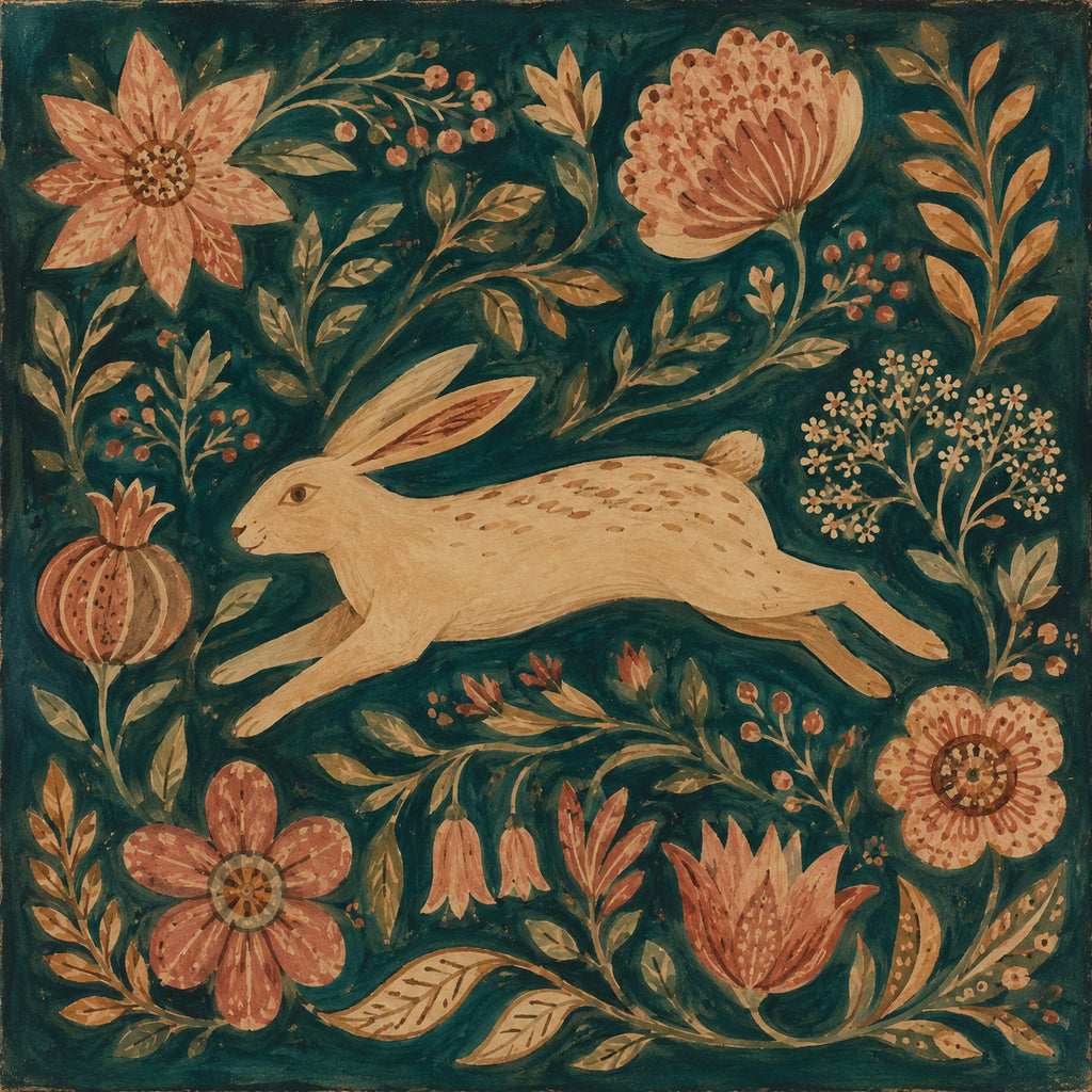 Folk Art Bunny illustration, digital download wall art