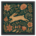 Folk Art Rabbit art print mockup in a black frame