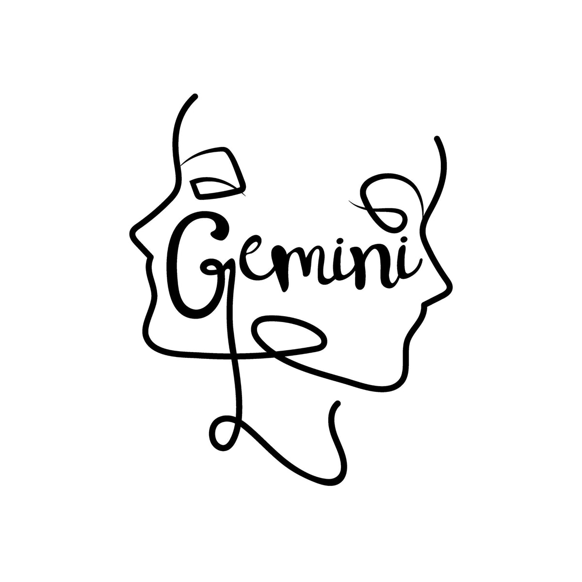 Gemini Line Drawing illustration, digital download wall art