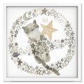 Goodnight Kitty art print mockup in a white frame