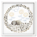 Happiness is a Warm Puppy art print mockup in a white frame