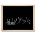Kansas City Skyline Night art print mockup in a black frame