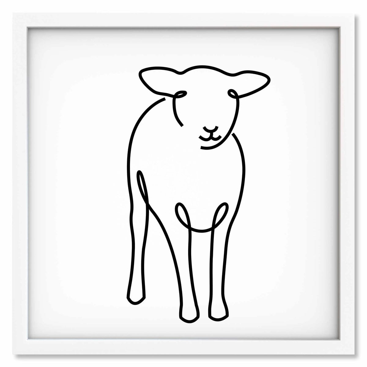 Lamb art print mockup in a white frame