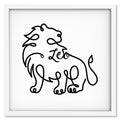 Leo Line Drawing art print mockup in a white frame