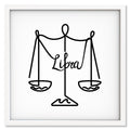 Libra Line Drawing art print mockup in a white frame