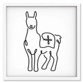 Llama art print mockup in a white frame