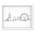 London Skyline art print mockup in a white frame