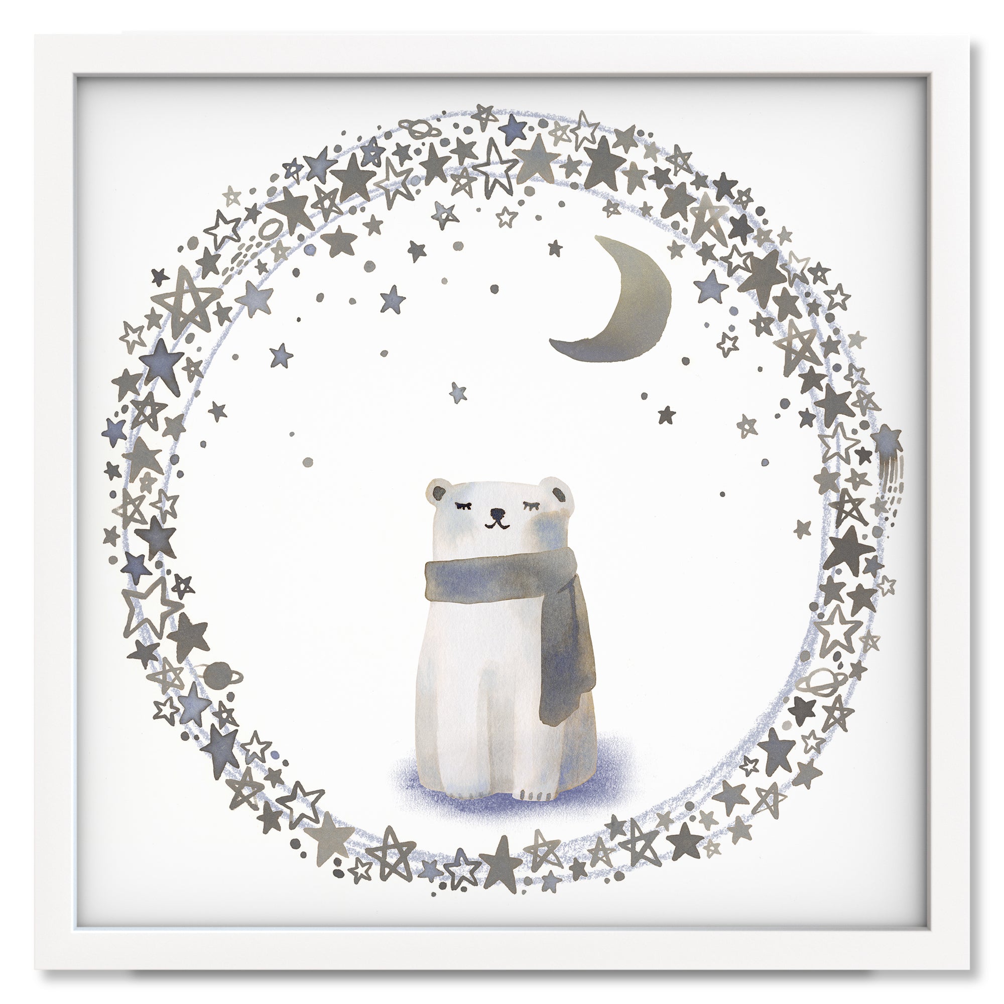 Love You to the Moon art print in a white frame