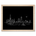 Michigan Beach Town Night art print mockup in a black frame