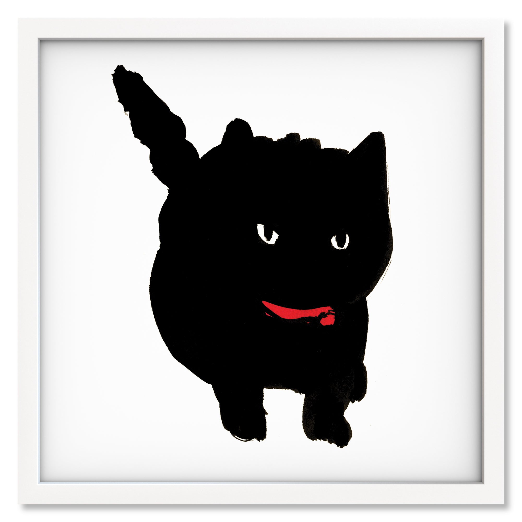 Miso the Cat art print in a white frame
