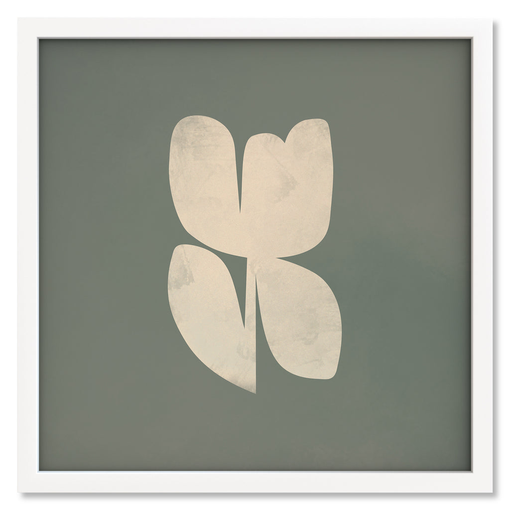 Moss Bloom 1 art print mockup in a white frame