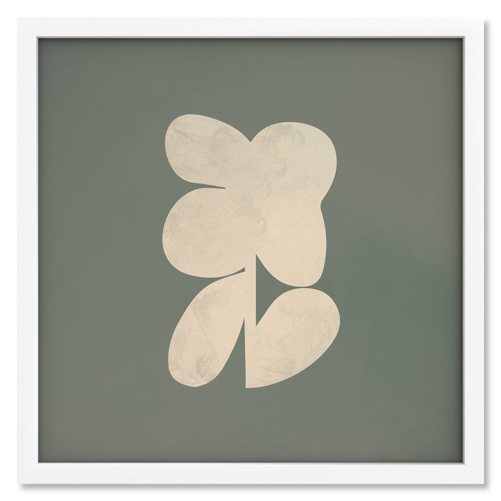 Moss Bloom 2 art print mockup in a white frame