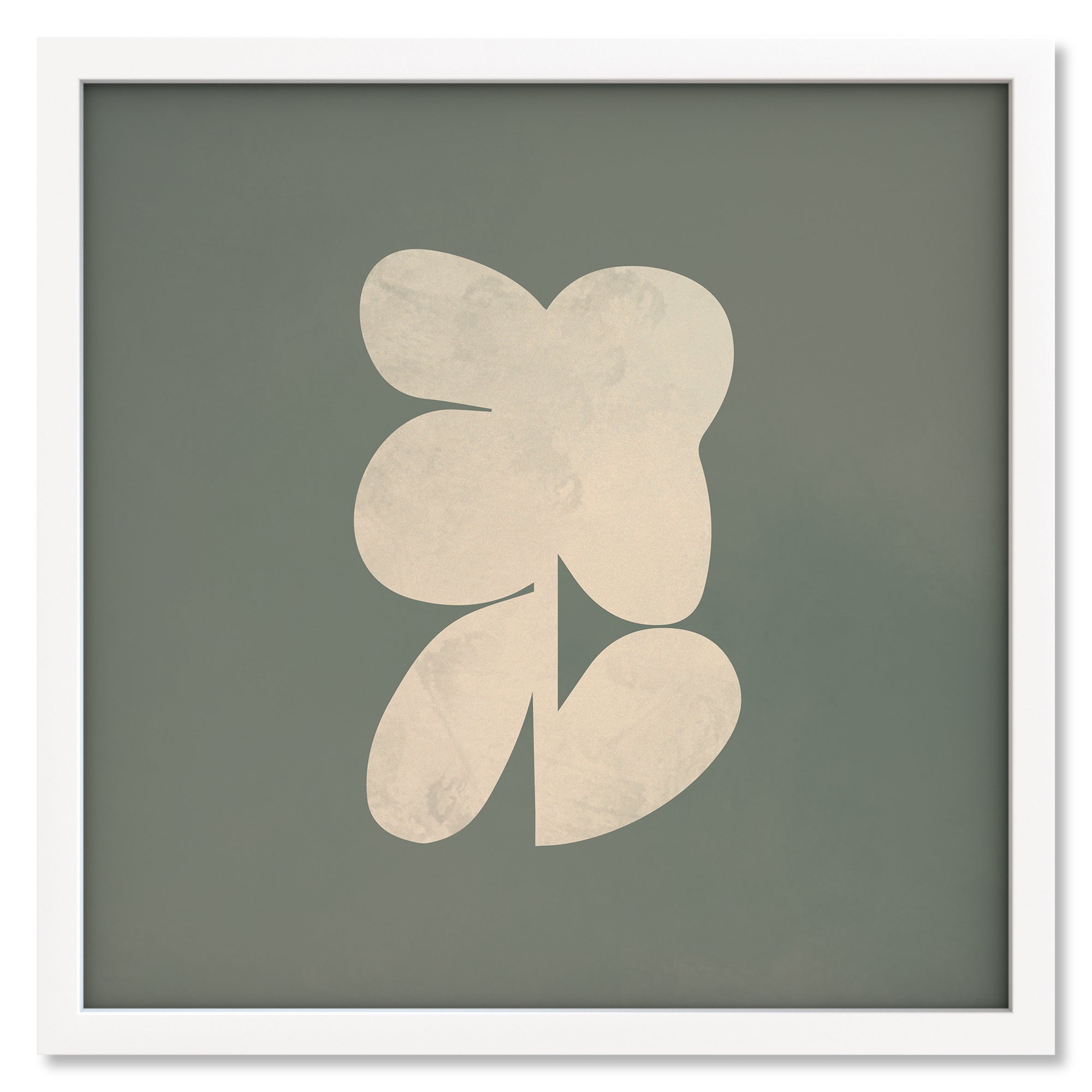 Moss Bloom 2 art print mockup in a white frame